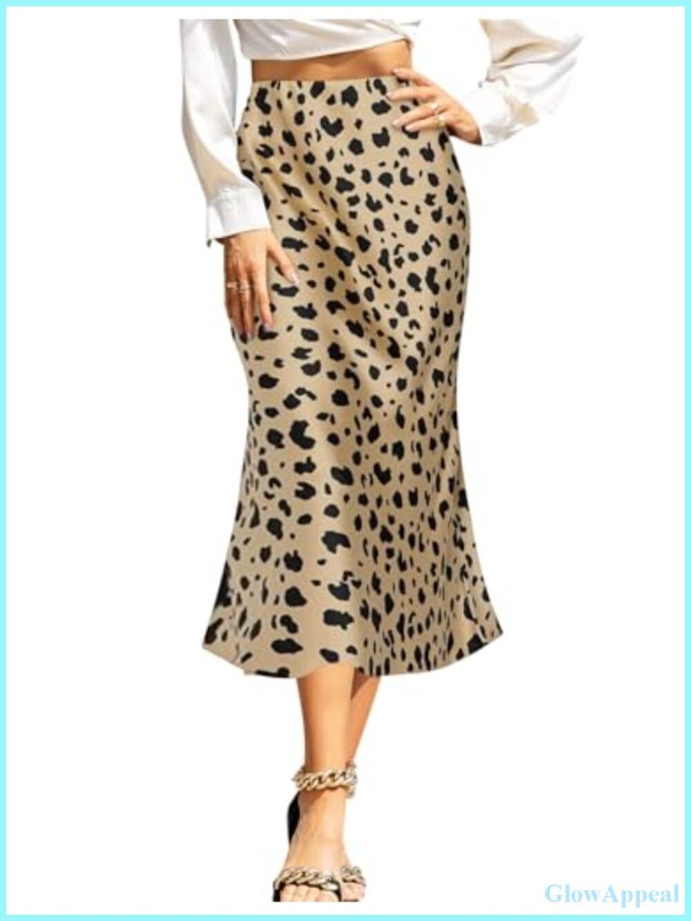 Satin Midi Skirt High Waisted Zipper Stretch Elegant Dressy Casual
